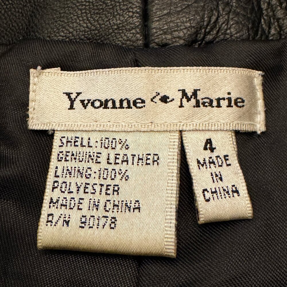 Vintage Yvonne Marie Black Leather Pants | Flat Front | Straight Leg | Size 4 - Picture 3 of 10